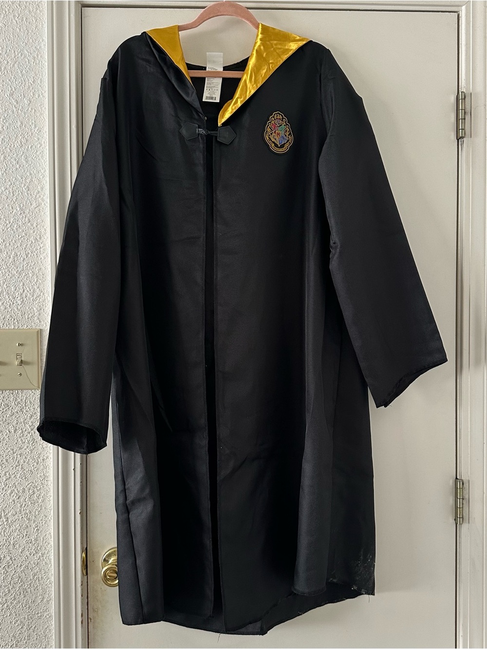 Harry Potter Adult Hogwarts Black and Yellow Robe Embroidered Crest
